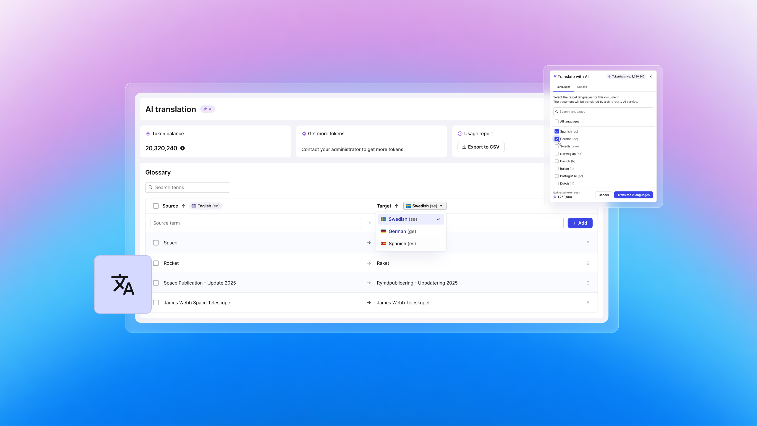 AI translations in Paligo